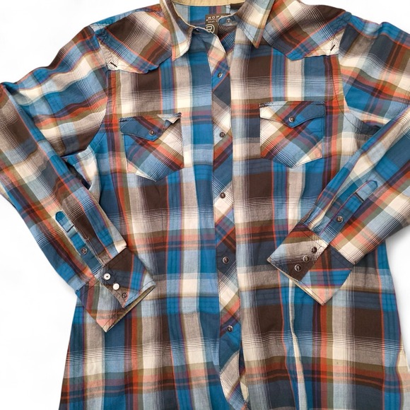 Vintage Roper Plaid Women Size Large Western Pearl Snap Shirt - Picture 3 of 8